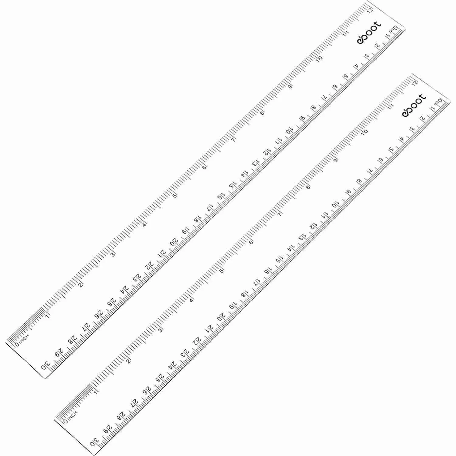 Eboot Plastic Ruler Straight Ruler Plastic Measuring Tool 12 Inches 2 Pieces (Clear)