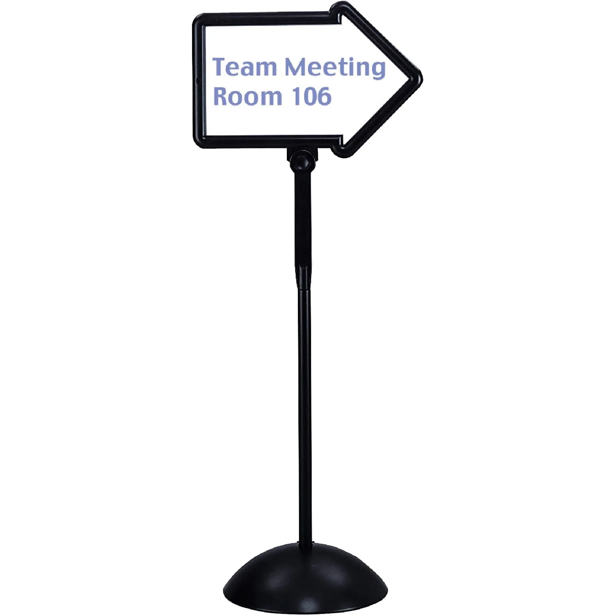 Writeway Double-sided Magnetic Dry Erase Standing Message Sign, Arrow, 64.25" Tall Black Stand, 25.5 X 17.75 White Face