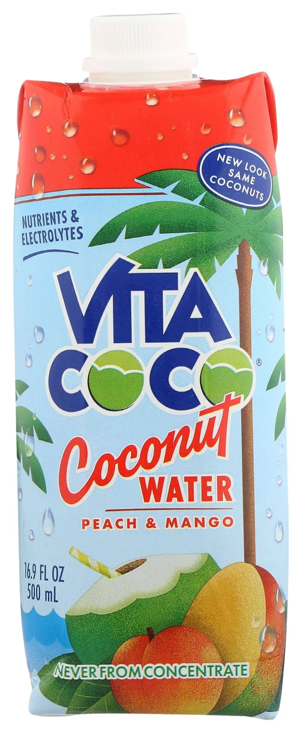 Vita Coco Coconut Water, Peach & Mango, Naturally Hydrating Electrolyte Drink, Smart Alternative to Coffee, Soda and Spo