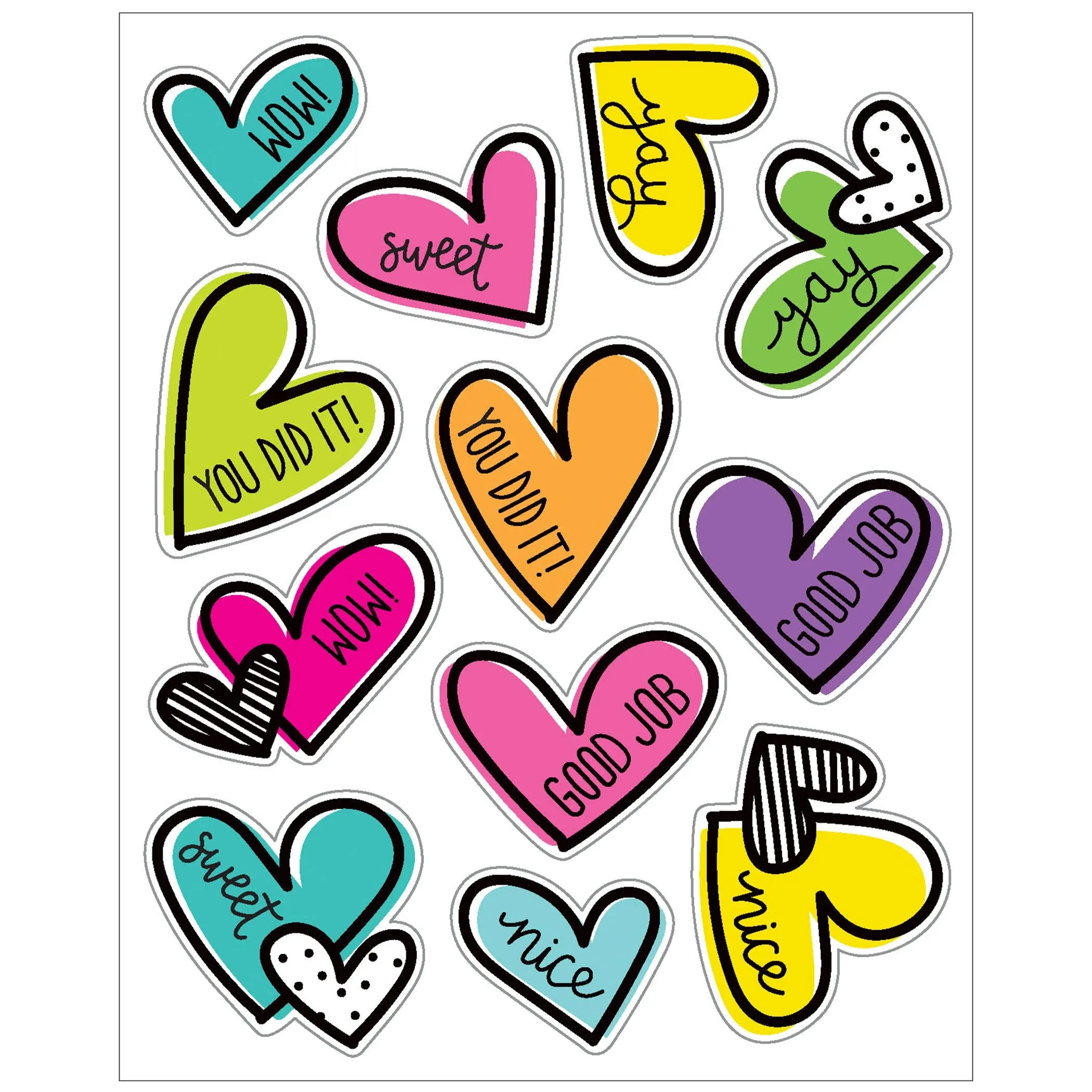 Carson Dellosa Education Doodle Hearts Shape Stickers Kind Vibes