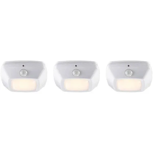 Square White LED Battery Operated Puck Light with Motion Sensor (3-Pack) 3 In. 