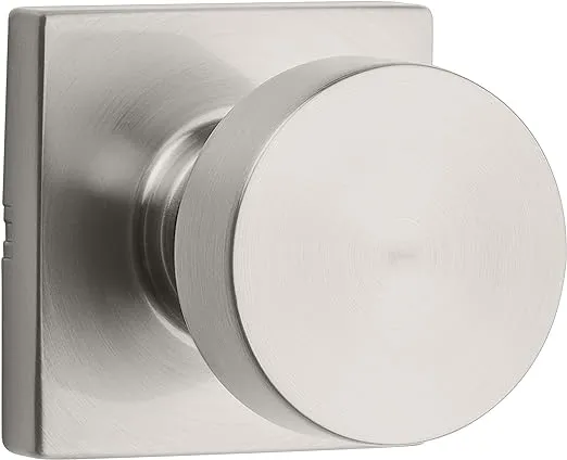 Kwikset Pismo Passage Door Knob, Non-Locking Stylish Door Handle for Interior Hallway and Closet Doors, With Round Rose and Microban Product Protection in Satin Nickel