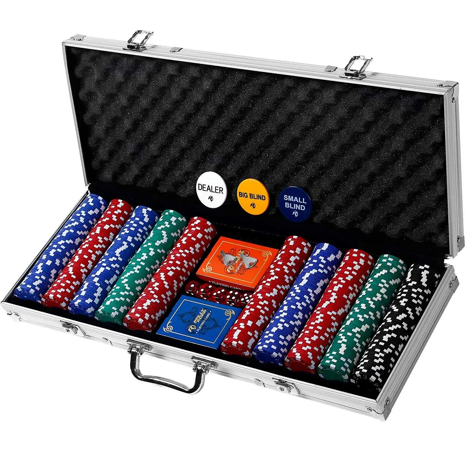 Rally &amp; Roar Professional 200, 300 or 500 Chips (11.5G) Poker Set with Case - 3 