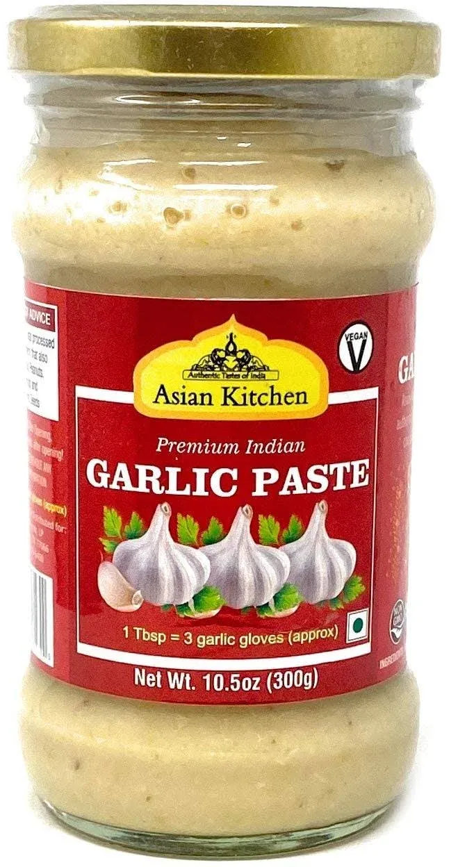 Asian Kitchen Garlic Cooking Paste 10.5oz (300g) ~ Vegan | Glass Jar | Gluten Free | NON-GMO | No Color | Indian Origin