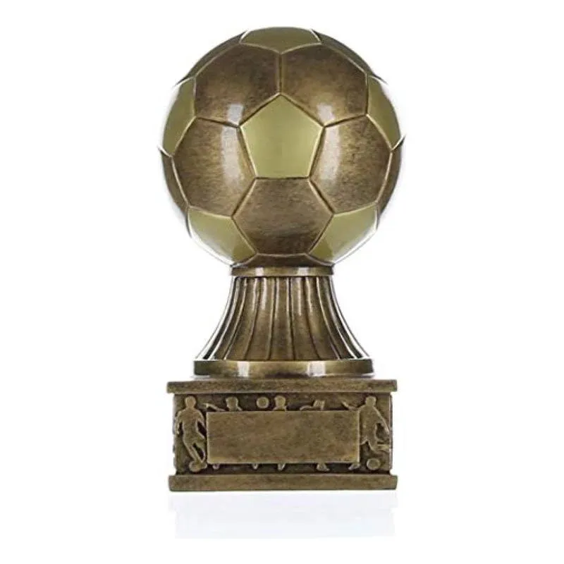 Soccer Ball Action Pedestal Trophy ⚽ Engraved Gold Fútbol Award - 7.5 Inch Tall