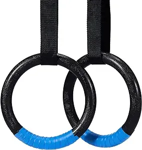 ZELUS Gymnastic Rings, Exercise Olympic Rings with Adjustable Straps, Steel Buckles, Perfect for Workout, Strength Training, Pull-Ups and Dips (Black)