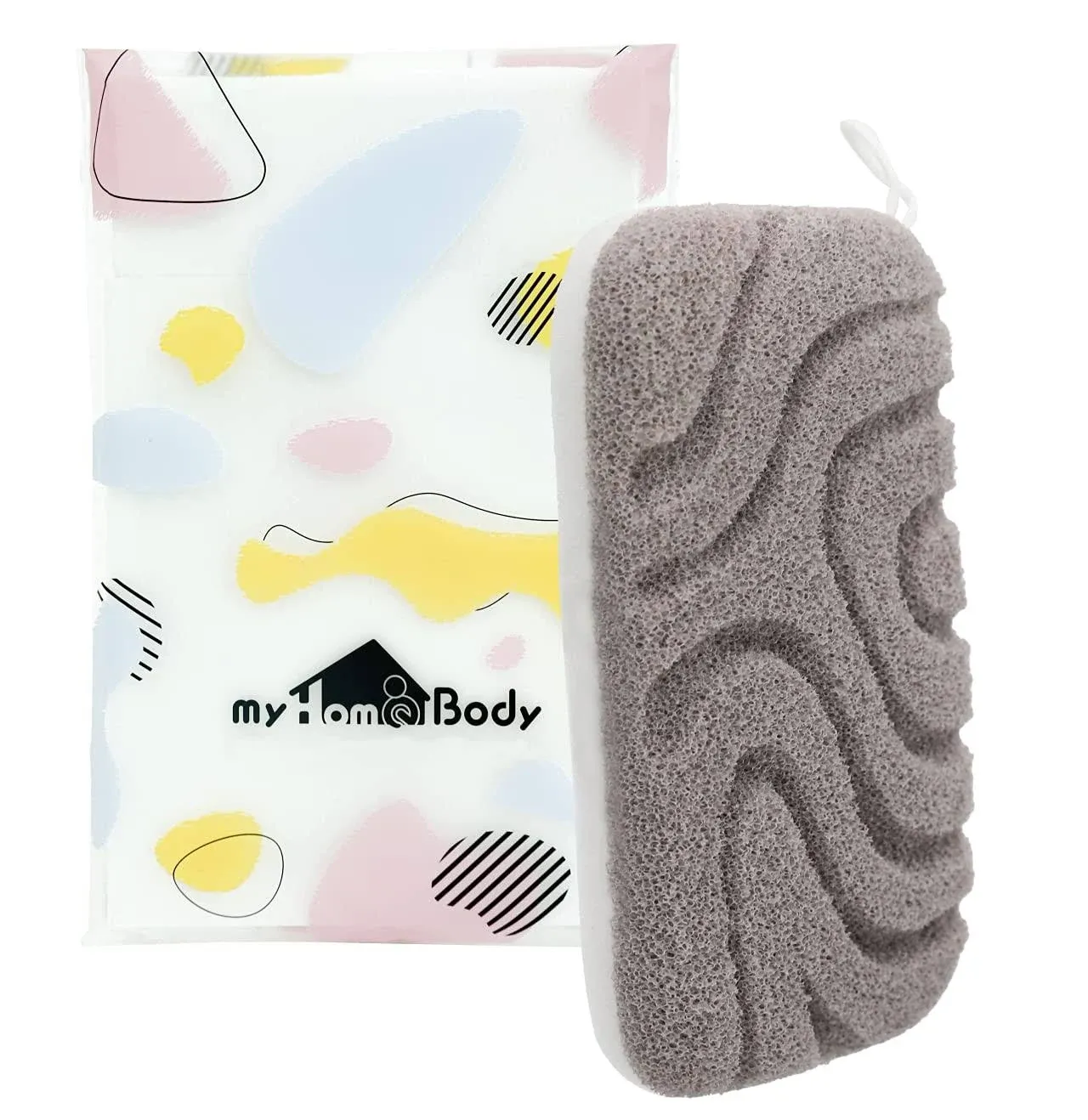 myHomeBody Dual-Texture Shower Sponge Exfoliating Sponge | Bath Sponge for Women | Body Scrubber Body Exfoliator | Body Sponge, Loofah Sponge for Men | Exfoliating Sponge, 1pc