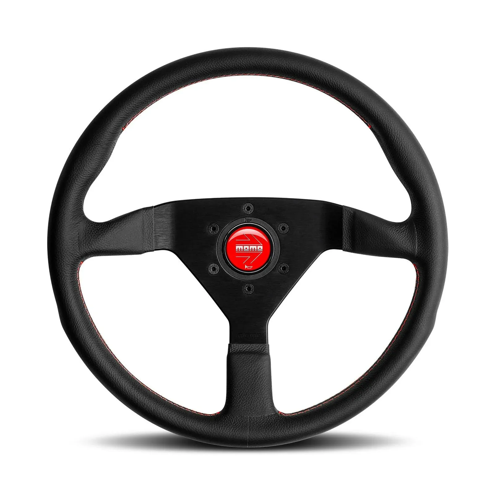 Momo Montecarlo Steering Wheel 350 mm - Black Leather/Red Stitch/Black