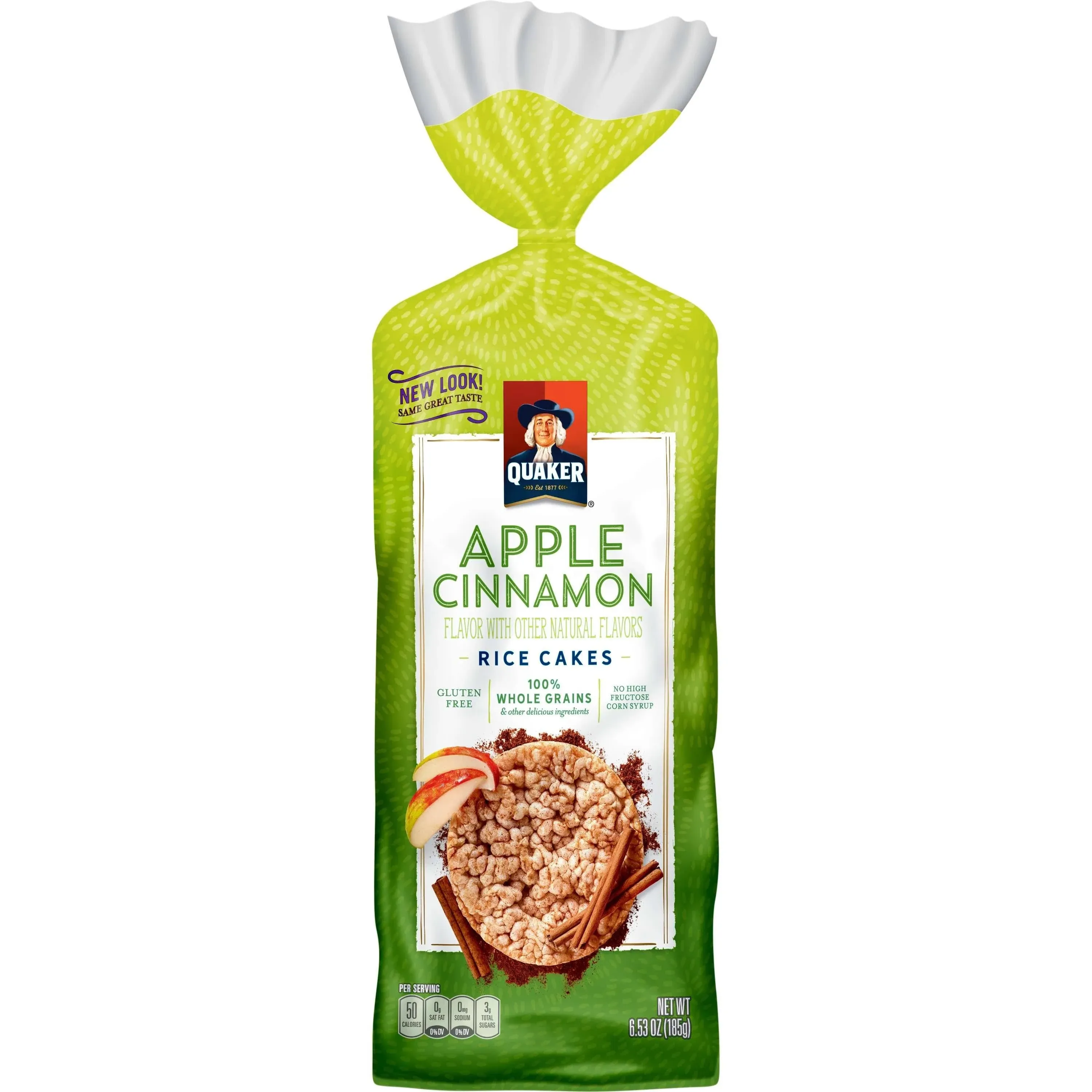 Quaker Large Rice Cakes, CM31&nbsp;Apple Cinnamon, Pack of 3