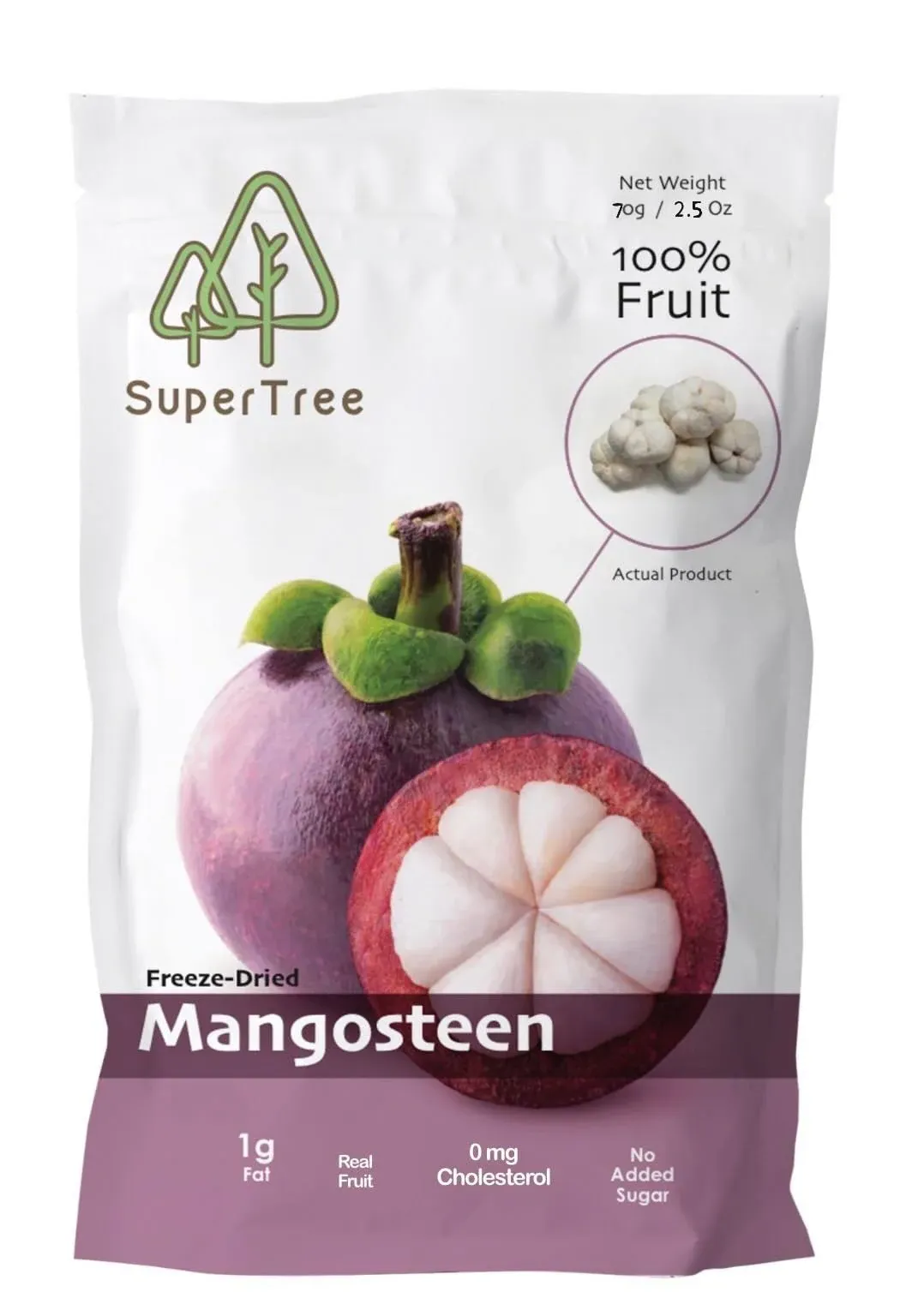 Premium Whole Freeze Dried Tropical Fruits,100% fruits, NATURAL 70G (2.5 oz), nothing else added. (Mangosteen)