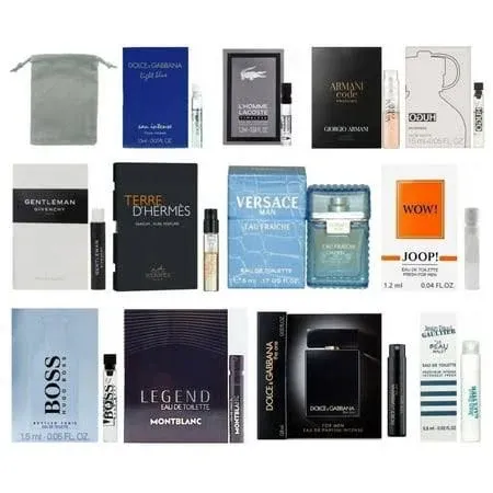 12 Men's Cologne Samples Vials with Velvet Pouch Set, Size: 0.17