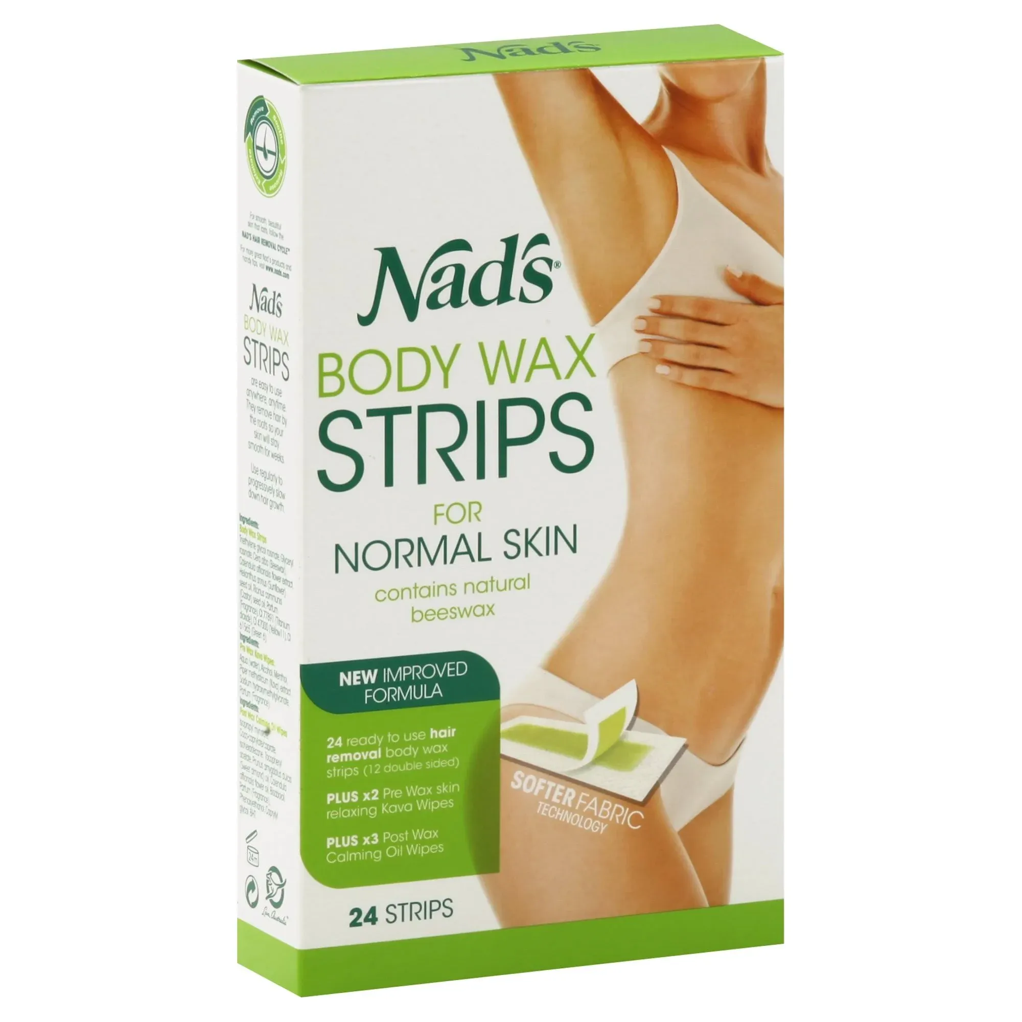 Nad&#039;s Body Wax Strips Hair Removal For Women At Home plus 4 Calming Oil Wipes