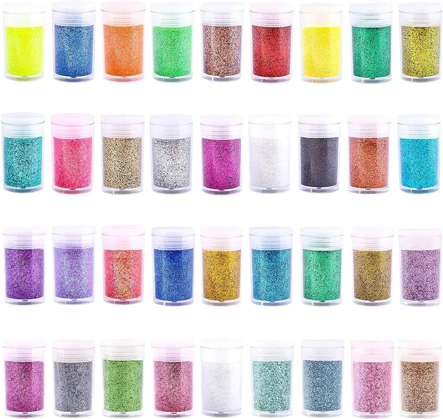 Extra Fine Glitter, Set of 36 Colors Nail Arts Cosmetic Glitter, Resin Crafts Loose Glitter Powder Shaker for Face Body Hair Eye Lip Gloss Makeup, Slime and Tumbler Making