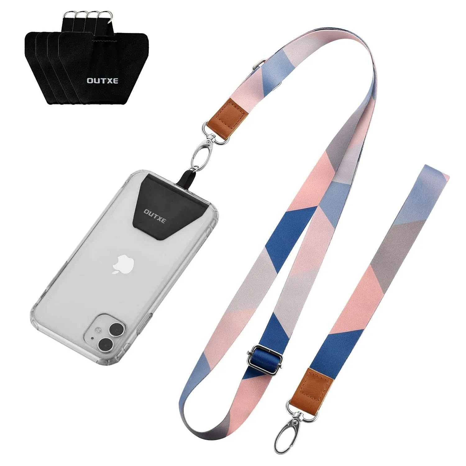 Outxe Phone Lanyard - 4× Pads, 1× Adjustable Neck Strap, 1× Wrist Strap, Nylon ...