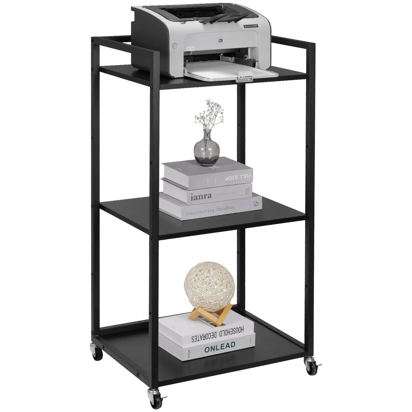 VEVOR Printer Stand with Wheels Height Adjustable 3 Tier Printer Stand Printer ...