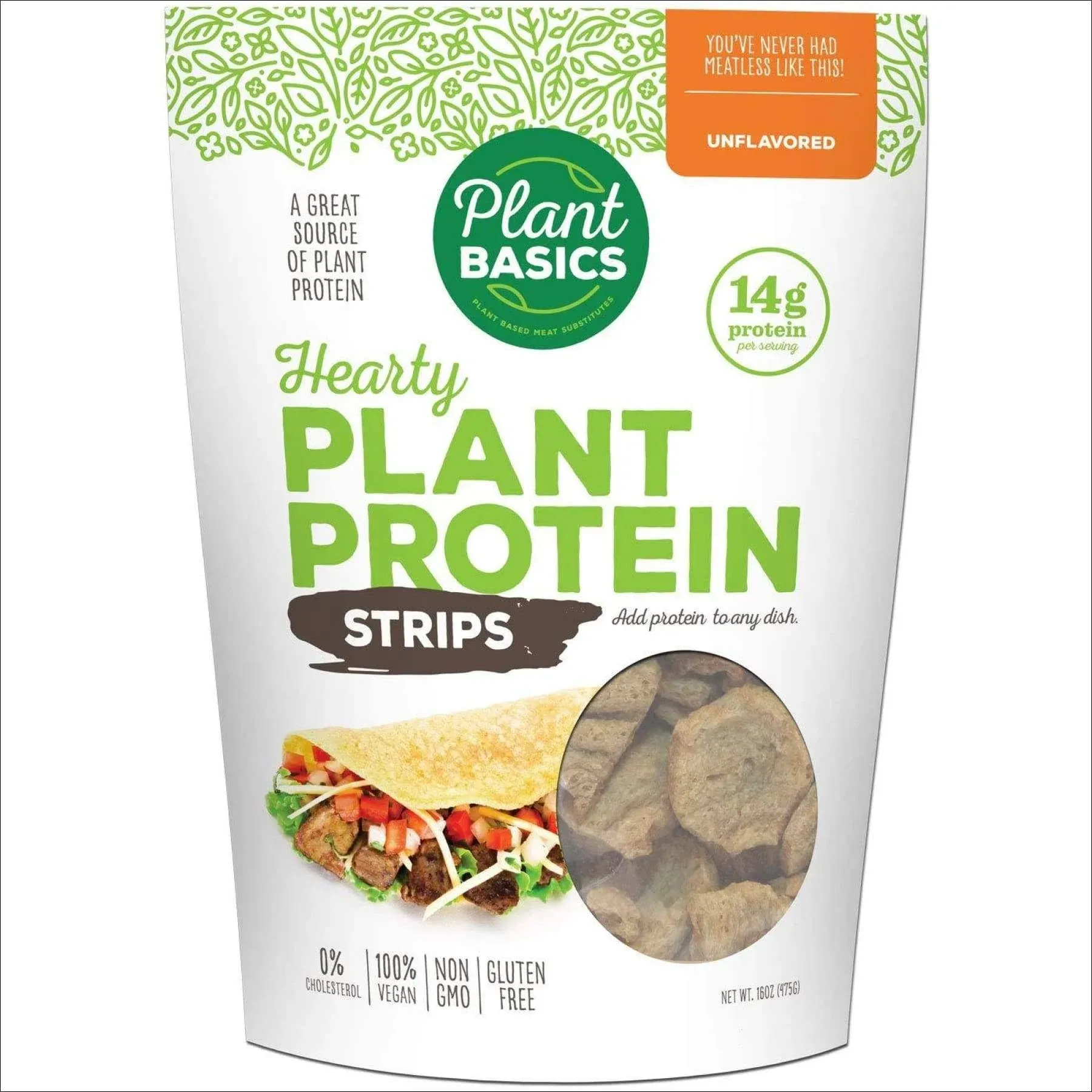 Plant Basics - Hearty Plant Protein - Unflavored Chunks, 1 lb, Non-GMO, Gluten Free, Low Fat, Low Sodium, Vegan, Meat Substitute