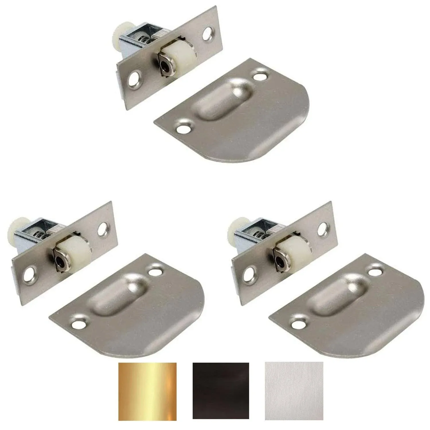 (3 Pack) Adjustable Roller Catch Latch Closet Door Cabinet Satin Nickel