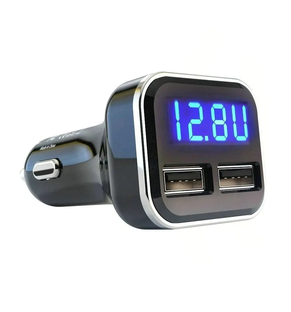 Jebsens 4.8A 24W Dual USB Car Charger Volt Meter Car Battery Monitor with LED ...