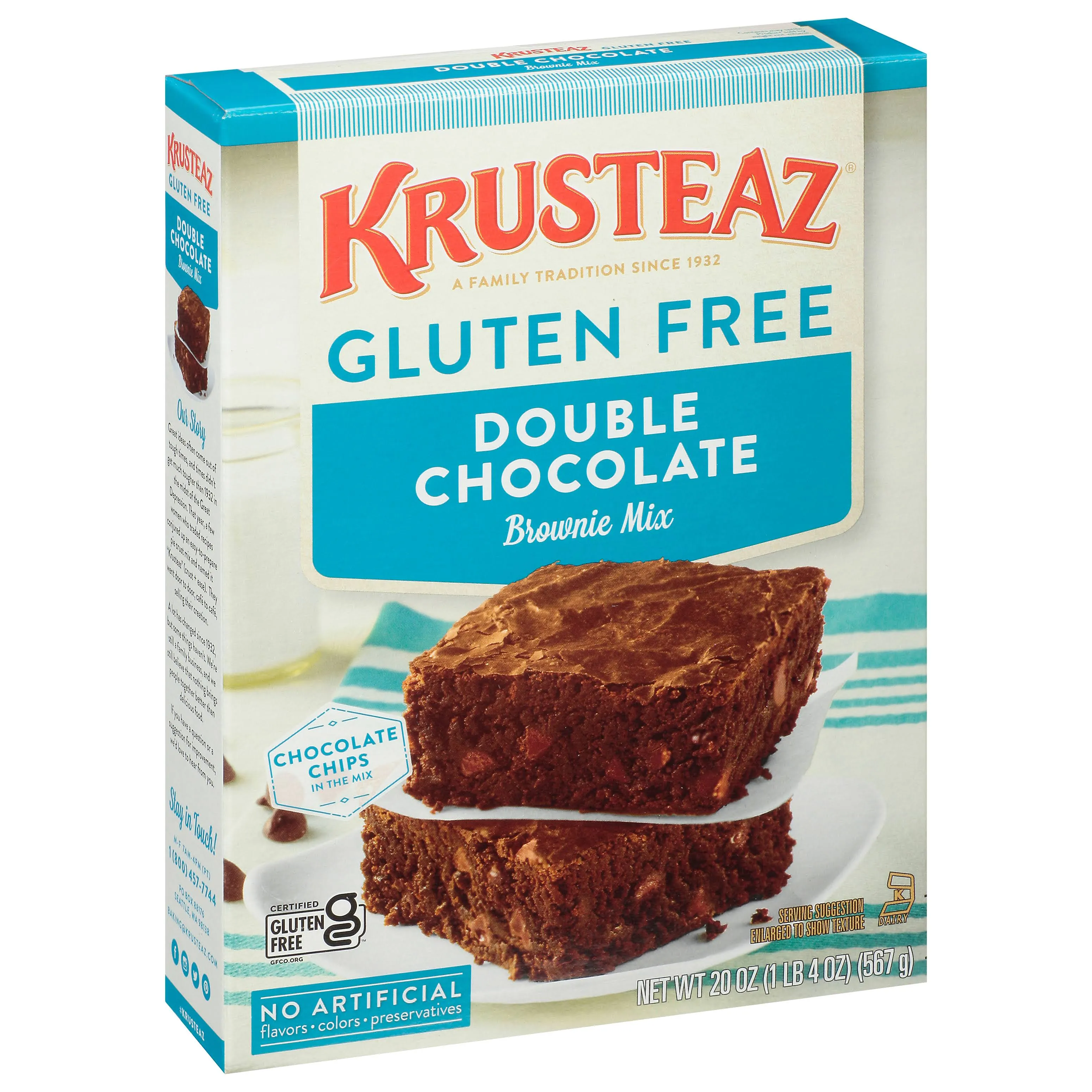 Krusteaz Brownie Mix, Gluten Free, Double Chocolate 20 oz