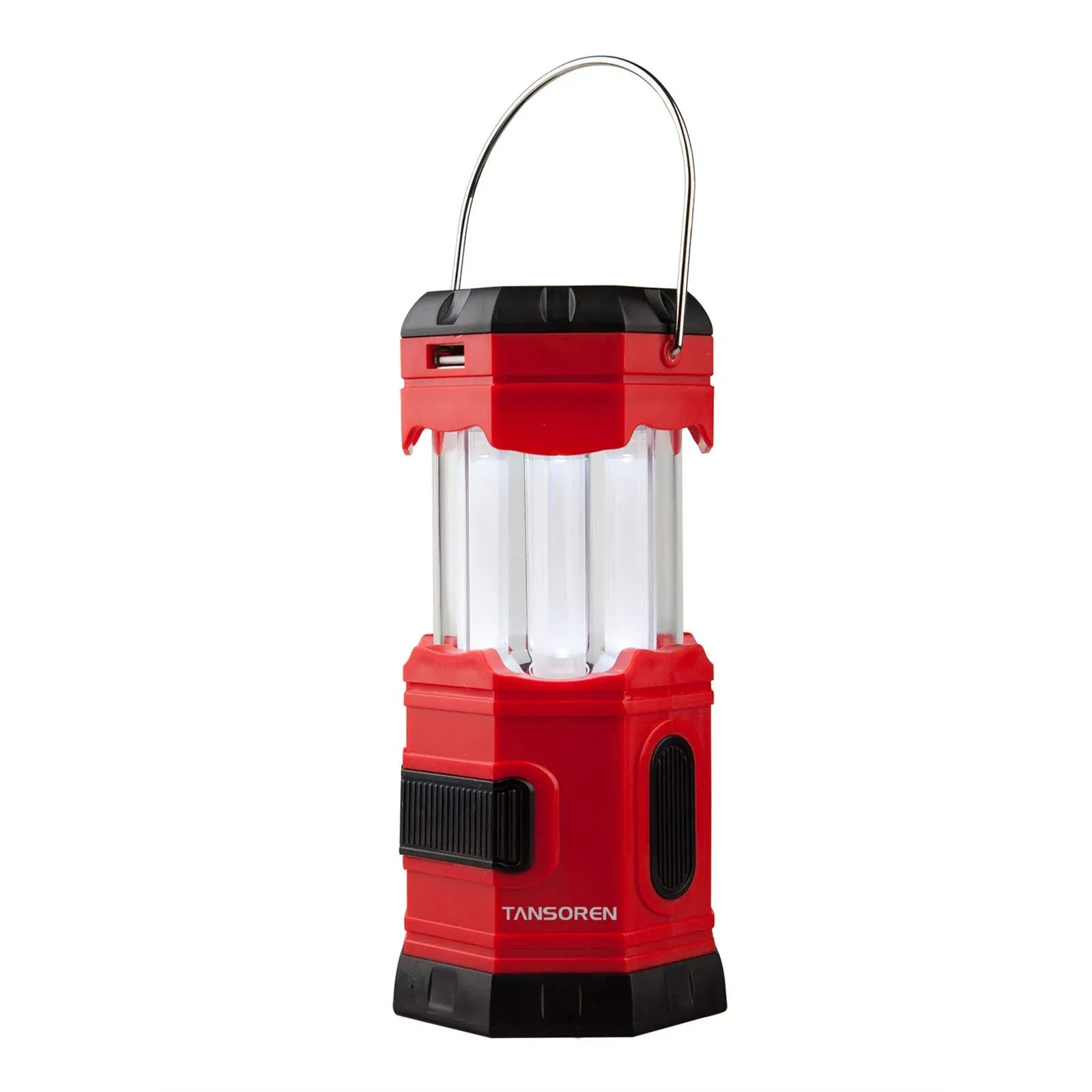 TANSOREN Portable LED Camping Lantern Solar USB Rechargeable or 3 AA Power Supply ...