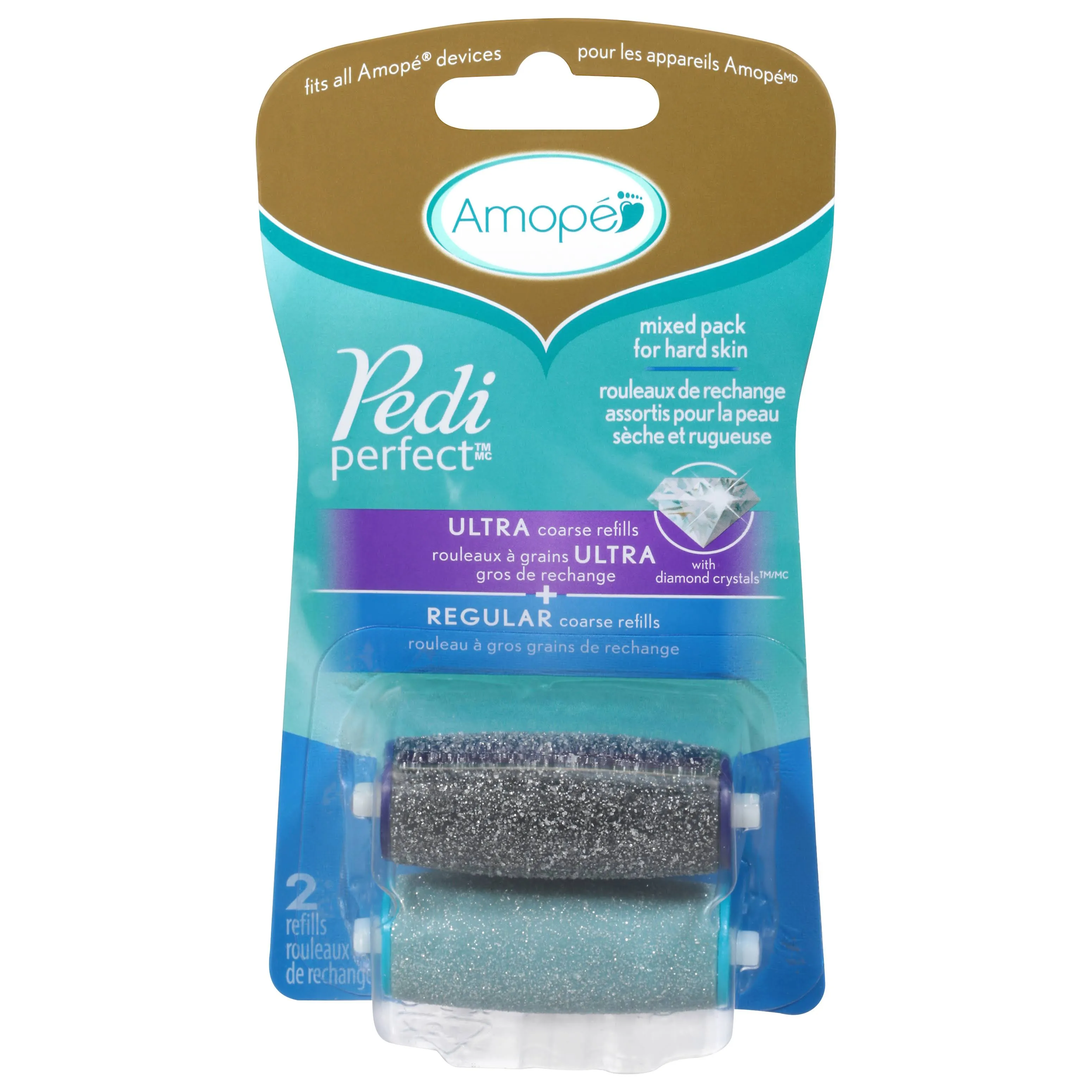 Amope Pedi Perfect Foot File Refills, Ultra/Regular Coarse - 2 refills