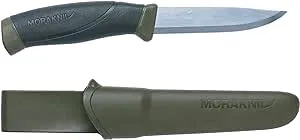 Morakniv Companion Carbon Steel Fixed-Blade Knife with Sheath, 4.1 Inch, Military Green