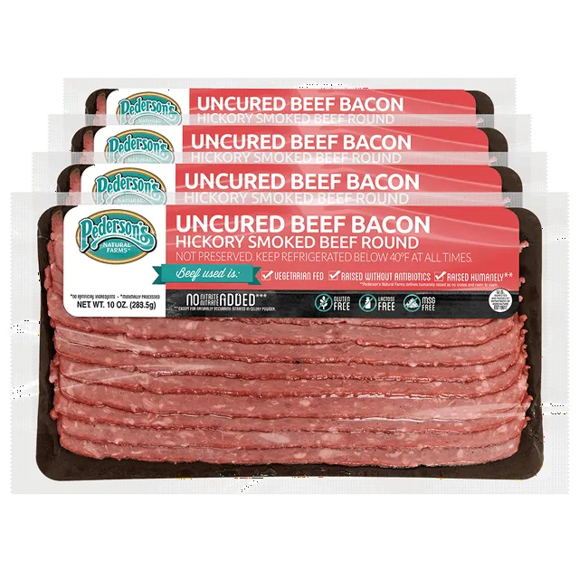 Pedersons Farms Uncured Hickory Smoked Beef Bacon (4 Pack)