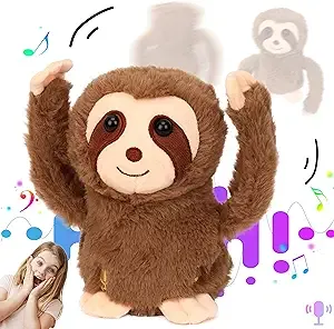 Cuteoy Rolling Sloth Stuffed Animal Repeat What You Say Recording Singing Electric Plush Interactive Toy Speaking Mimicking Birthday Easter Plushies Gifts for Boy Girl