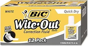 Bic Wite-Out Quick Dry Correction Fluid, 20ml, 12 / Pack