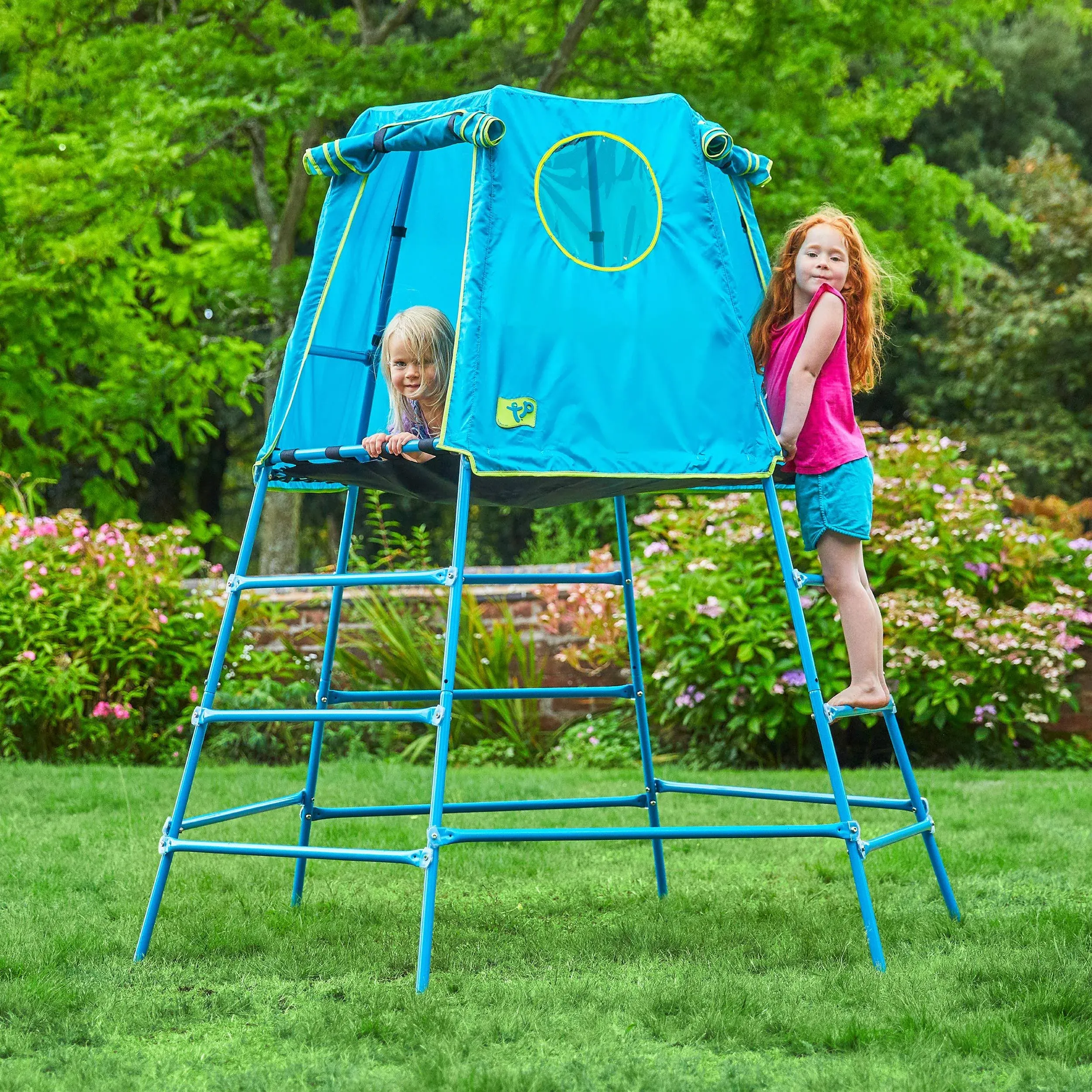 TP Active Fun Explorer Metal Climbing Set Jungle Gym with Platform and Tent, Blue