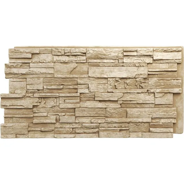 Ekena Millwork 48.625"W x 24.75"H x 1.25"D Cascade Stacked Stone, StoneWall Faux Stone Siding Panel, Sandstone