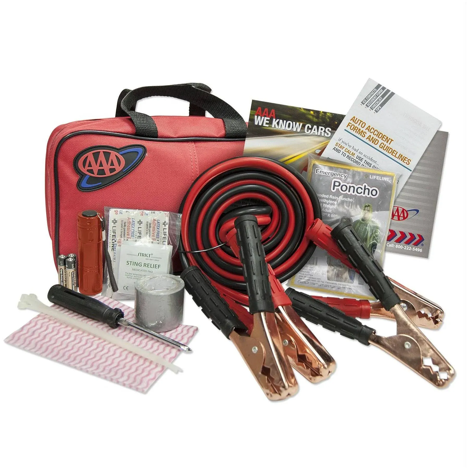 Lifeline AAA Premium Road Kit, 42 Piece Emergency Car Kit with Jumper Cables