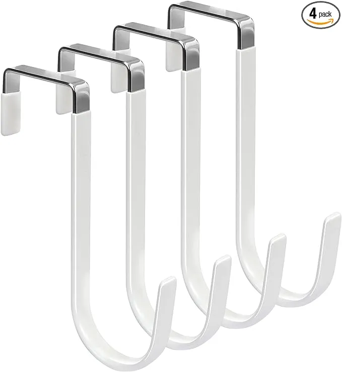 FYY Over the Door Hooks, 4 Pack Door Hangers Hooks with Rubber Prevent Scratches