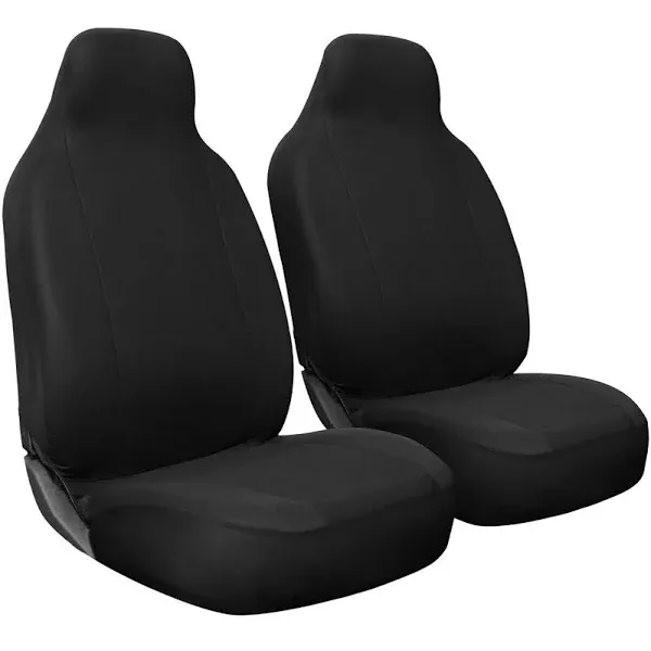 (2-Pk) OxGord Auto Seat Cover Faux Leather Universal Fit Black OX-SCFC-S1C