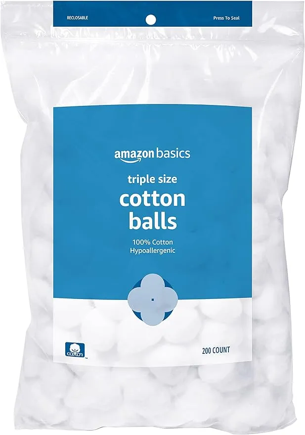 Amazon Basics Cotton Balls, 200ct, 1-Pack (Previously Solimo)