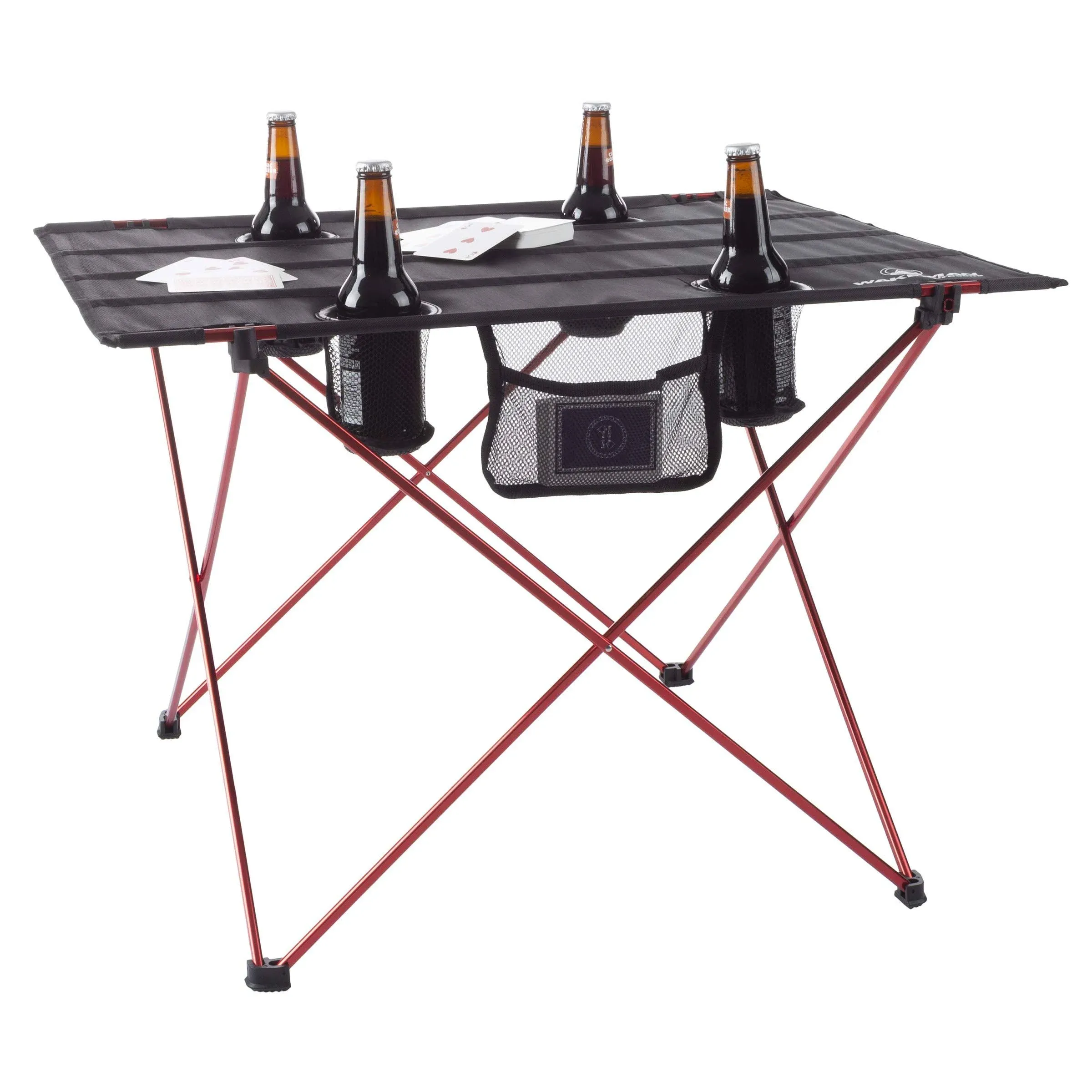 Wakeman Outdoors Camping Folding Table with 4 Cupholders & Carrying Bag