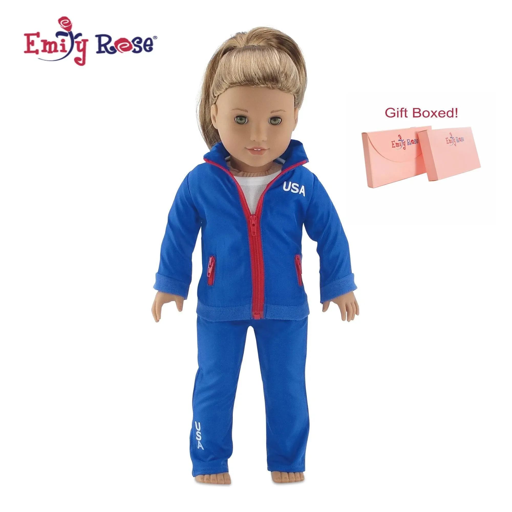 Emily Rose 18 inch Doll Clothes Team USA 2 Piece Warm Up Doll Outfit