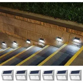 SEABLE Solar Step Lights, LED Outdoor Solar Lights Stainless Steel Waterproof Solar Garden Lights for Backyard Patio Deck Decor(Cool W