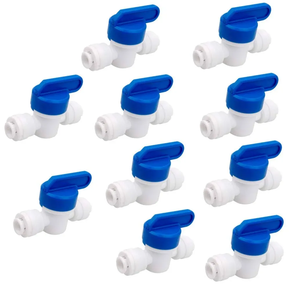 10Pack 1/4 inch Tubing&amp;Hose&amp;Pi<wbr/>pe Use Shut Off Ball Valve Plastic Quick Connect