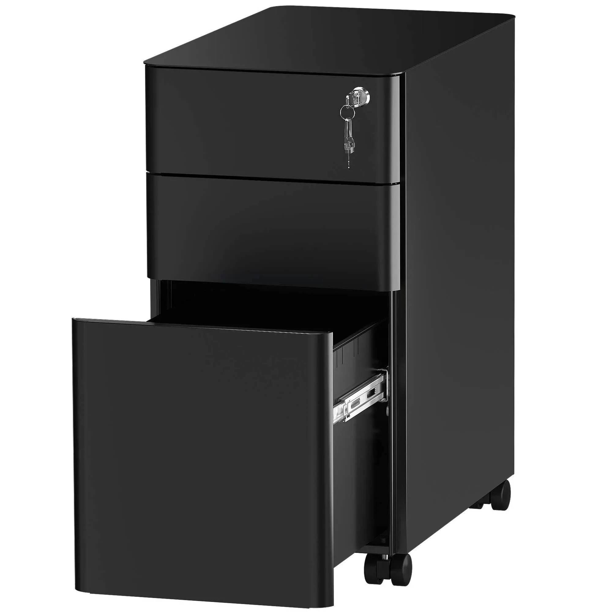 YITAHOME 3-Drawer Slim File Cabinet with Lock Mobile Metal Office Sto