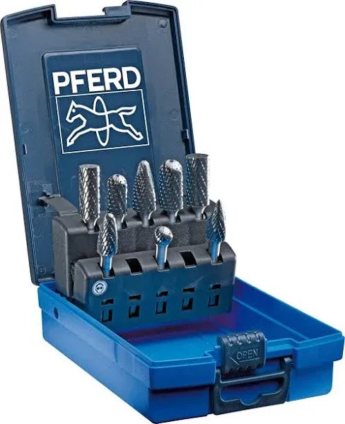 8 Piece Bur Set - 1/4" Shank - Plastic Case, Double Cut