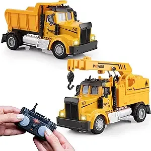 Mini Firefighter Remote Control Trucks - 2 Pack Set, Tank W Boom