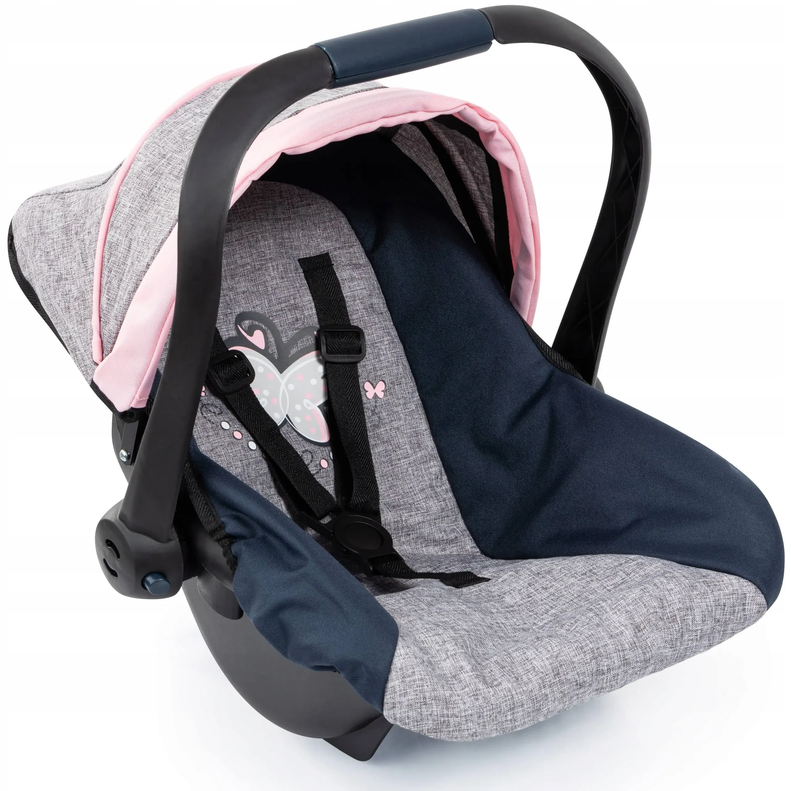 Bayer Design Dolls: Car Seat - Grey, Blue, Pink Butterfly