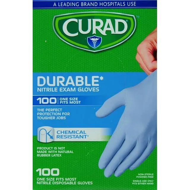 Curad Nitrile Exam Gloves, Durable, Powder Free, Chemical Resistant, Medium, 600 Count