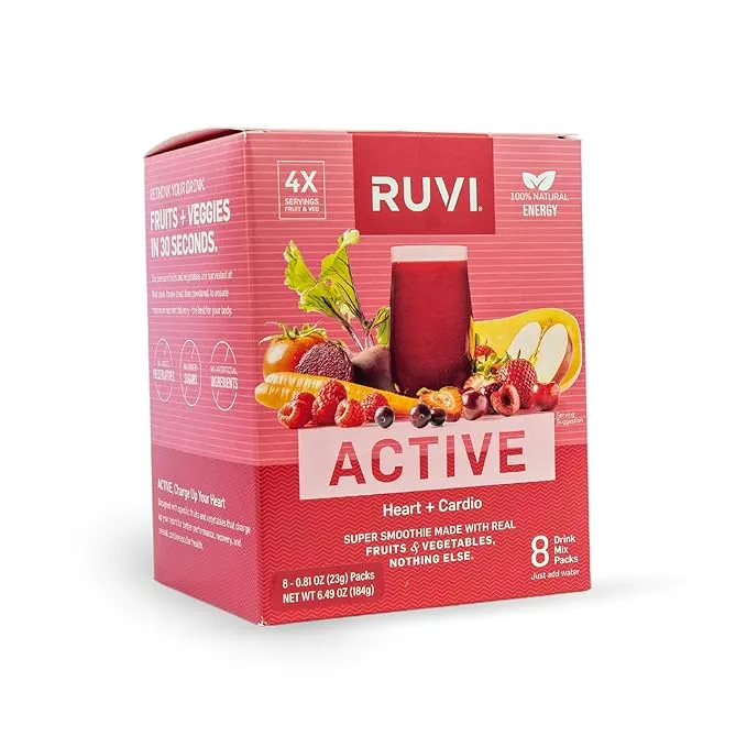 Ruvi Natural Energy Smoothies | Fruit and Vegetable Drink Mix | Freeze-Dried Juice Powder | Delicious Flavor Variety Packs | On-the-Go Healthy Snack | Clean-Ingredients | Vegan | Gluten-Free & Non-GMO | No Additives