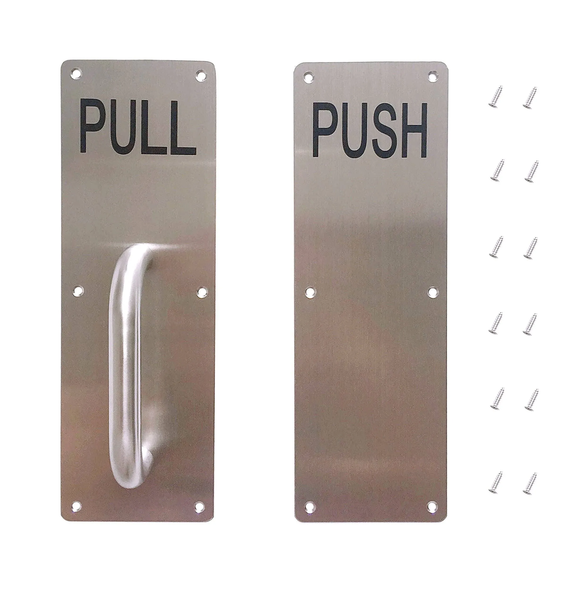 Stainess Steel Door Handle Pull and Push Plate Commercial Door Handle with Scre