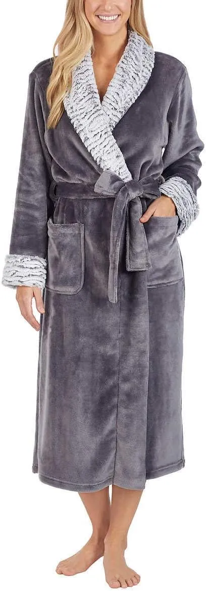 New Carol Hochman Ladies Gray Plush Cozy Robe