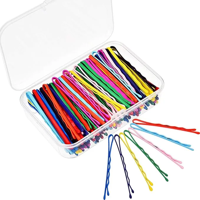 100 Pieces Bobby Hair Pins Hair Styling Clips with 1 Storage Box for Girl and Women, 10 Colors