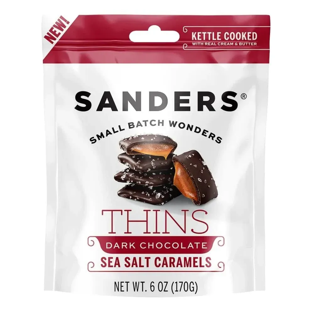 Sanders Dark Chocolate Thins Sea Salt Caramels, 6 oz