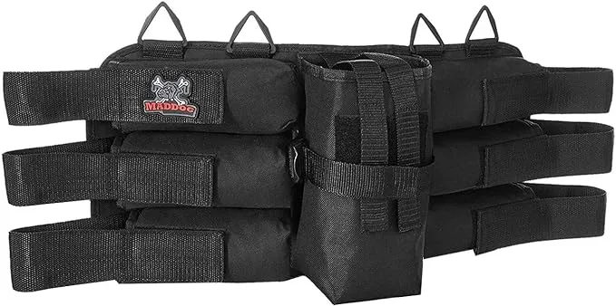 Maddog Entry Level Paintball Harness Pod Pack Belt with HPA CO2 Tank Holder Pouch - 6+1